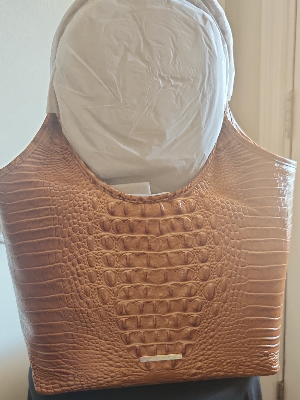 Brahmin Brown Croc-Embossed Tote Bag - Women Tops Accessory